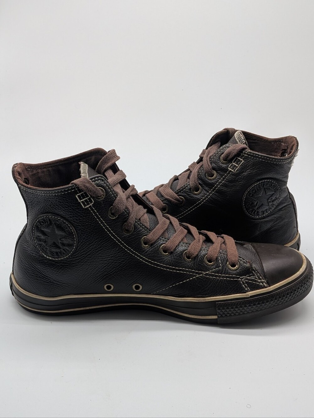 Converse Chuck Taylor All Star Hi Leather High Top Sneakers Brown Men's 9.5